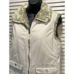 Old Navy Beige Fur Vest Zip Up Sleeveless Size Medium Pockets Photo 1