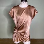 Helmut Lang ‎ Women's Metallic Ruched Satin Top Gold Medium Photo 2