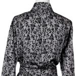 Cabernet Robe Satin Pockets Tie Waist Black Pink Lace Print Women’s Size Large Photo 7