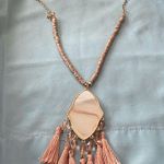 26” To 30” Necklace Statement Acrylic Pendant 4”H Pink Fabric Tassels Boho Photo 6