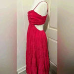 Anthropologie Let Me Be Cut Out Tiered Pink Maxi Dress $190 Made in India Size M Photo 2