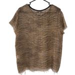 IRO Lamb skin animal print crew neck raw hem & sleeves T-shirt tan brown medium Photo 2