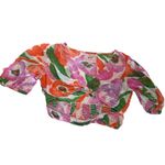 Banjanan Shirt Womens X Small Orange Pink Green Aurora Cutout Blouse Top‎ Cotton Size XS Photo 1