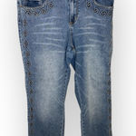American Blues Embroidered Jeans 14 Straight Leg Mid Rise Boho Y2K Scroll Denim Blue Photo 0