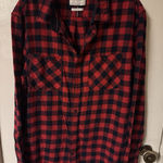 The American Dream Red And Navy Plaid Button Up Slim Fit Women's Shirt Size XL Photo 0