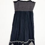 ZARA Embroidered Swiss Dotted Midi Dress Size Medium Black Smocked Boho 5770/023 Photo 3