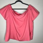 ASOS NEW  Off The Shoulder Top 16 Pink Flutter Sleeve Barbiecore Slit Minimalist Photo 0