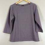 Ann Taylor Blouse Womens M Purple Boat Neck 3/4 Sleeve Knit Quiet Luxury Modest Photo 0