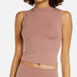 SKIMS Sleeveless Cotton Mock Neck Cropped Tank Top in Umber Photo 0