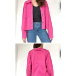 Moa Moa  Hot Pink Faux Suede  Button Down Shirt Size‎ Small Photo 1