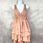 Mac Duggal Ienna For  Tiered‎ Gown Womens 4 Ruffled High Low Bodysuit Fairy Rose Photo 2