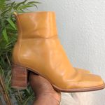 Hillard & Hanson RARE Vintage 90s/2000s Y2K  ankle mid calf real genuine leather tan banana cowboy campus style square toe boots-Women 7M  Photo 0