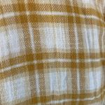 American Eagle  Plaid Shirt Crop‎ Top Button Down Long Sleeve Yellow Small Photo 1