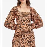 Billabong NWT Dress Animal Print Mini Long Sleeves Smocked Womens M $60 Photo 0