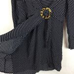 Topshop  Navy Blue Polka Dot Mini Dress Size 8 Long Sleeve Wrap Ring Nautical Photo 8