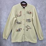 Bon Worth Tan Brown Safari Embroidered Long Sleeve Button Sweater XS Photo 0