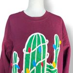 Gildan Southwest Christmas Cactus Lights Sweatshirt Burgundy Holiday Pullover Small Photo 1