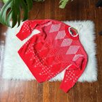 Red & Silver Metallic Sweater Size L Photo 0