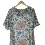 Loft Floral MIni Dress Womens S Multicolor Floral Metallic Flutter Sleeve Whimsy Photo 3