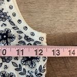 Lela Rose Floral Sequin Embellished Sleeveless Cotton Tank Top Navy Small Blue Photo 4