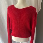 No Boundaries  Red Off-the-Shoulder Sweater with Pearl Details Photo 4