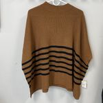 J. Crew Factory Striped Poncho in Heather Camel Black, One Size Photo 1