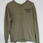 Aeropostale Olive Green Long Sleeve Henley Shirt Medium Skater Grunge Y2K Photo 0