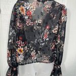Nasty Gal  Black Floral Sheer Top Size 4 EUC Photo 7