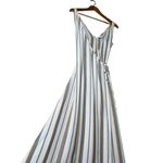 ONIA  Grace Sleeveless Striped Wrap‎ Maxi Dress Coverup in Cream Tan Blue, Small Photo 8