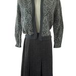 American Vintage Vintage OOAK hand knit open front cardigan in gray & cream medium Photo 3