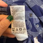 Kensie  Navy White Plaid Floral Embroidered Button-Down Boho Cozy Casual Shirt S Photo 3