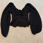 Altar'd State Cute Black Puffed Sleeve Top Photo 0