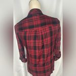 Guess  Red Plaid Women's Top button down red black collar with pockets XS NWT Photo 3