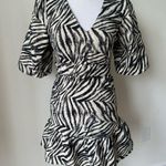 Lavender Brown  Zebra Puff Sleeve Dress Belt XS Photo 0