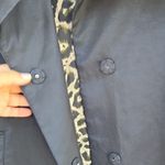 Jane Post Black Trench Coat with Leopard Lining Size L Photo 4