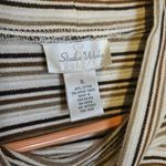 Studio Works  Size Extra Large XL Striped Stripes Brown White Cotton Mock Neck Photo 3