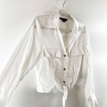 Sanctuary  Utility Long Sleeve Chest Pocket Tie-Front Button-Up Shirt White XS Photo 5
