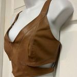 ZARA Tops  Caramel Faux Leather Cut Out Top Photo 5