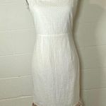 On Twelfth White Sleeveless Patterned Dress with Pastel Rainbow Fringe Hem Photo 0