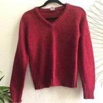 Burgundy and red wool acrylic sweater with a V Photo 0