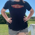 Vintage Harley Davidson 100% Cotton Black Sequin Baby Tee Size XL Orange Photo 6