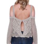 Taylor & Sage COPY -  Juniors' Cold Shoulder Tan Crochet Top Size Small Photo 3