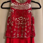Alvee Designs Red Beaded Wide Leg Romper Size 6 Photo 1