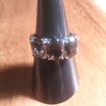Brazilian Smokey Quartz Three Stone Stainless Steel Ring (Size 7) Photo 14