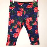 LuLaRoe Capri Jade Floral Roses Athletic Capri Leggings Sz 2X NWT Workout Pants Photo 0