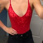 Divided Red Velvet Bodysuit Photo 0