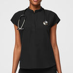 FIGS  Rafaela Oversized Scrub Top Black short sleeve v neck Photo 0