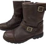 UGG  Australia Women 1971 Brown Leather Biker Boots Size 3 shearling lining Photo 15