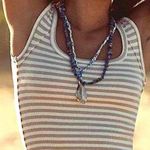 Free People Ariana Ost The Era Strand Necklace Navy Shell Pendant Bohemian Beach Photo 2