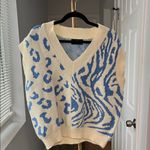 Cider  Show Your Stripes Zebra Oversized Sweater Vest Cream Blue Medium Photo 1